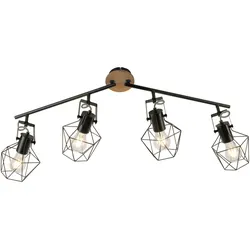 Deckenleuchte, Holz, Metall, modern, rustikales Design, schwenkbar, Vintage