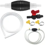 Benzinpumpe,2 Meter Handpumpe,Tragbare Kraftstoffpumpe,Umfüllpumpe,Dieselpumpe,Transferpumpe,Universal Siphonpumpe,mit 2 Schlauchschellen und 1 Regelventil