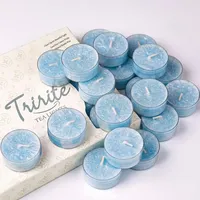 Blaue Teelichter ohne Duft, 5 Stunden, Pflanzen-Teelichter, Babyparty-Kerze, paraffinfreie, rauchfreie Mini-Teelicht-Votivkerzen für Hochzeit, Valentinstag, Weihnachten, 12 Stück