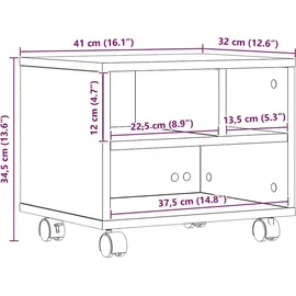 vidaXL Druckerständer Altholz 41 x 32 x 34,5 cm Holzwerkstoff - Braun