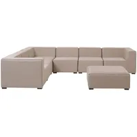 Beliani Lounge Set Beige Polsterbezug Modular 7-teilig Rechtsseitig Ecksofa