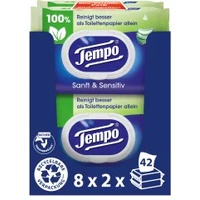 Tempo ''Sanft & Sensitiv'' feuchtes Toilettenpapier, Mega Pack, 16 x 42 Tücher)