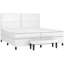 vidaXL Boxspringbett mit Matratze Weiß 200x200 cm Kunstleder