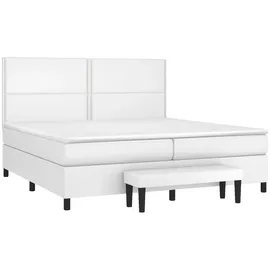 vidaXL Boxspringbett mit Matratze Weiß 200x200 cm Kunstleder