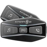 Interphone UCOM4 - Doppelpack - Bluetooth 5.0-Gegensprechanlage für Motorräder, Gruppennutzung 4 Personen, 1 km, Autonomie bis zu 15 Stunden, MP3, GPS, IP67 wasserdicht, universell, schwarz