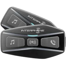 Interphone UCOM4 - Doppelpack - Bluetooth 5.0-Gegensprechanlage für Motorräder, Gruppennutzung 4 Personen, 1 km, Autonomie bis zu 15 Stunden, MP3, GPS, IP67 wasserdicht, universell, schwarz