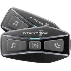 Interphone UCOM4 - Doppelpack - Bluetooth 5.0-Gegensprechanlage für Motorräder, Gruppennutzung 4 Personen, 1 km, Autonomie bis zu 15 Stunden, MP3, GPS, IP67 wasserdicht, universell, schwarz