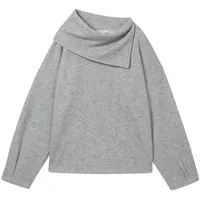 Tom Tailor Damen Sweatshirt mit asymmetrischem Kragen, grau, Meliert,