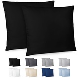 Dreamzie Kissenbezug 80x80 2er Set - Kopfkissenbezug 80x80 Schwarz mit Reißverschluss aus Mikrofaser Weich, 80x80 cm Pillow Cover