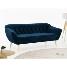 mks möbel Sofa PIRS-3 Sitzer, Set, Sofa 3-sitzer, T30-Schaum, Skandinavischer Stil, Gesteppte Polsterung, Holzbeine blau