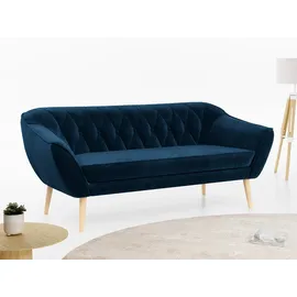 mks möbel Sofa PIRS-3 Sitzer, Set, Sofa 3-sitzer, T30-Schaum, Skandinavischer Stil, Gesteppte Polsterung, Holzbeine blau