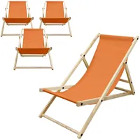 ECD Germany 4Er Set Liegestuhl Klappbar Orange aus Holz