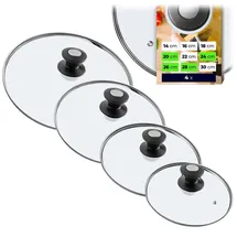 Kadax Topfdeckel "Barletta", hitzebeständiger Deckel-set aus Glas mit griff, drei Größen Ø20/24/26/28 cm,