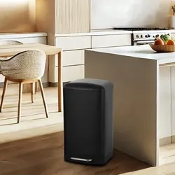Mülleimer, 30 L, rechteckiger Treteimer, Abfalleimer Küche, Inneneimer, praktischer Müllsammler, Deckel und Pedal, Schwarz satiniert, Raburg Sammy