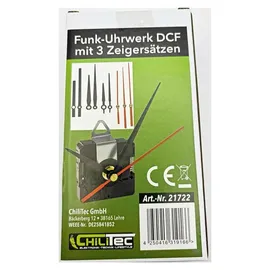ChiliTec Funk-Uhrwerk DCF mit 3 Zeigersätzen 6 mm Schwarz