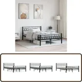 Bettgestell Schwarz Stahl 140×200 Cm - Metallbett - Doppelbett - Boxspringbett - Bettgestell - Schlafraumgestaltung