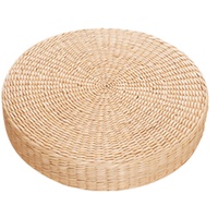 Saterkali Tatami Bodenkissen Sitzkissen Atmungsaktiv Komfortabel Rund Gepolstert Straw Weave Handmade Pillow Bodenmatte für Indoor Outdoor Sitz