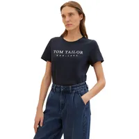 TOM TAILOR Damen T-Shirt Logo-Print, Regular Fit Blau 10668 M