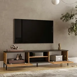 [en.casa] Lempäälä TV-Lowboard 160 x 35 x 39 cm Eiche rustikal/Anthrazit Metall/Spanplatte