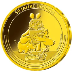 Offizielle Gold-Gedenkprägung "50 Jahre DieMaus"
