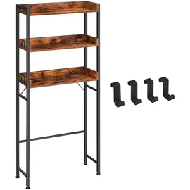 VASAGLE Waschmaschinenregal 63 x 25 x 165 cm Braun-Schwarz