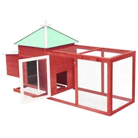 vidaXL Hühnerstall mit Hühnernest Rot 190x72x102 cm Tanne Massivholz