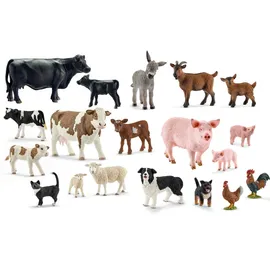 Schleich - Tierfiguren - Bauernhof-Set mit 19 Tieren Sammelfiguren Spielfiguren