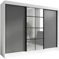 A&j möbelland Schwebetürenschrank Weiß, Graphit, Holzwerkstoff, 200x215x59.5 cm Schlafzimmer,