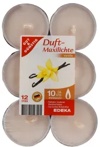 Duftlichter, maxi, Teelicht mit hochwertigem Duftkonzentrat, 1 Packung = 12 Stück, Vanille