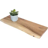 Steckboard mit Baumkante Wandregal Akazie massiv naturfarben lackiert 60 x 20 Amanda