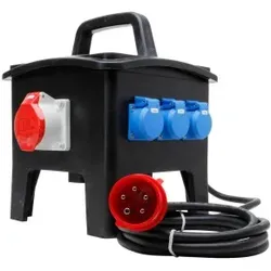 Kopp 199700013 CEE-Gummiverteiler mit PRCD-S, 5-polig, mit Tragegriff und CEE-Anschluss