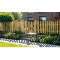 Gartenzaun Günstig & Gut - Lattenzaun Serie mit Zäunen und Toren aus druckimprägniertem Holz (Kiefer) mit halbrunden Zaunlatten - Höhen: 60 und 80 cm