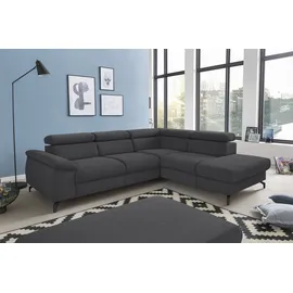 Cotta Ecksofa "Kitty L-Form, B: 249 cm", grau (dunkelgrau), B:249cm H:72cm T:207cm, Microfaser (100% Polyester);Flachgewebe (100% Polyester), Sofas, Ecksofa, mit Kopfteilverstellung, optional Bettfunktion & Bettkasten