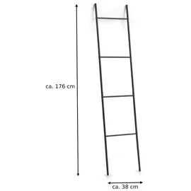 Zeller PRESENT SCHÖNER LEBEN. PRAKTISCH WOHNEN. 17013 Leiter-Handtuchhalter, Metall, schwarz 38 x 2 x 176 cm