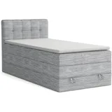 Deine Möbel 24 Boxspringbett JUNG 2 Polsterbett Komplettbett Hotelbett Cord-Stoff inkl. Topper (für Jugendliche Jugendbett Cord Beige Creme Grau Schwarz Anthrazit, 3-St., Bonellfederkernmatratze H3 Taschenfederkernmatratze H4), 90x200 100x200 120 cm Einzelbett Boxspring Hotelbett Veloursstoff grau
