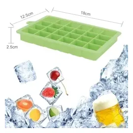 Intirilife 2x Eiswürfelformen in GRÜN – 2er Set à 24 Fächer Eiswürfel Silikonformen mit Deckel – 13x2.5x18 cm , Barzubehör & Weinzubehör, Barzubehör