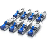 Primewire 8x Netzwerk-Adapter RJ-45 (Ethernet) zu Netzwerkkabel, Netzwerkstecker RJ45 CAT 8 - Gigabit Ethernet LAN Kabel - 40 Gbit/s, silber