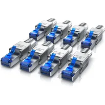 Primewire 8x Netzwerk-Adapter RJ-45 (Ethernet) zu Netzwerkkabel, Netzwerkstecker RJ45 CAT 8 - Gigabit Ethernet LAN Kabel - 40 Gbit/s, silber