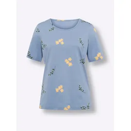 Sieh an! Kurzarm-Shirt in bleu-weiß-bedruckt | Gr.: 50