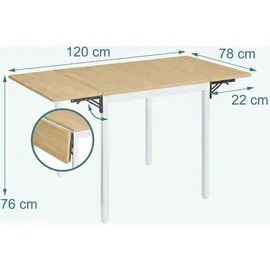 Relaxdays Klapptisch 120 x 76 x 78 cm weiß
