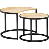 FineBuy Couchtisch FB25165 Massivholz 2er Set