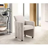 exxpo - sofa fashion Esszimmersessel Barista, Loungesessel auf Rollen mit hoher Bodenfreiheit, Barista Clubsessel auf Rollen mit schmalen Armlehnen, modernes Design beige 64 cm x 90 cm x 72 cm