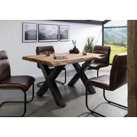 MASSIVMOEBEL24.DE Baumtisch Sheesham 140x90x77 natur gebeizt / X-Beine anthrazit