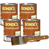 Bondex Holzlasur für aussen 3L inkl. 50mm Pinsel lösemittelhaltige Holschutzlasur mit Intensivschutz vor Nässe, UV-Strahlung und Umwelteinflüssen für alle Hölzer im Außenbereich (Dunkelgrau)