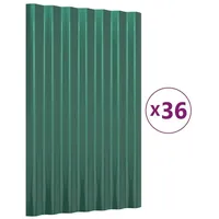 vidaXL Dachpaneele 36 Stk. Pulverbeschichteter Stahl Grün 60x36 cm