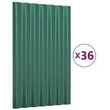 vidaXL Dachpaneele 36 Stk. Pulverbeschichteter Stahl Grün 60x36 cm