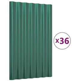 vidaXL Dachpaneele 36 Stk. Pulverbeschichteter Stahl Grün 60x36 cm