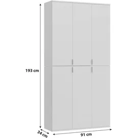 MID.YOU Drehtürenschrank Projekt X 91 x 193 x 34 cm Weiß