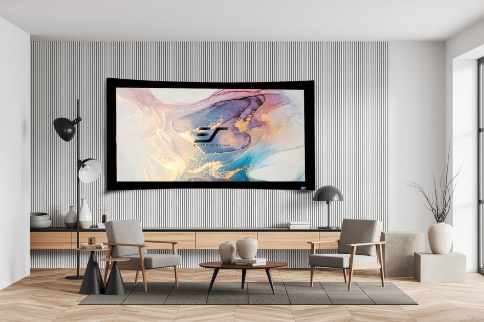 Lunette curved projection screen - ultra wide projection screen-Elite Screens, Beamer Leinwand, Projektionsleinwand, Heimkino 21:9 / CineWhite / 85" (197x84)