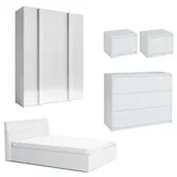 Feldmann-Wohnen Schlafzimmer-Set, Weiß, Holz, 3 Fächer, 8 Schubladen, Rechteckig,Rechteckig, 160x200 cm, Schlafzimmer, Betten